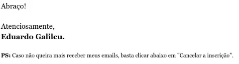 instrução para se desincrever de uma lista de emails